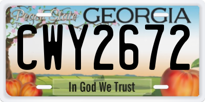 GA license plate CWY2672