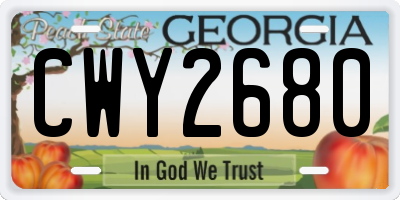 GA license plate CWY2680
