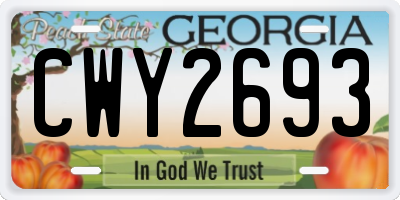 GA license plate CWY2693