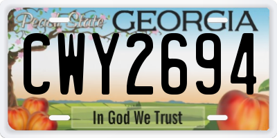 GA license plate CWY2694