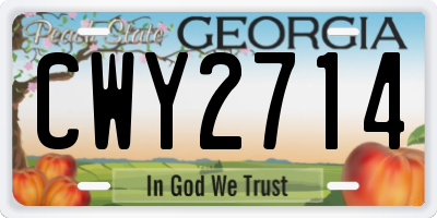 GA license plate CWY2714