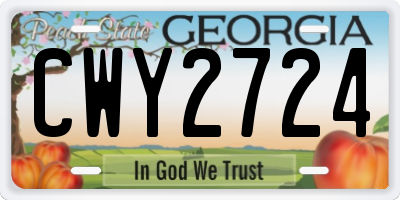 GA license plate CWY2724