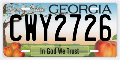 GA license plate CWY2726