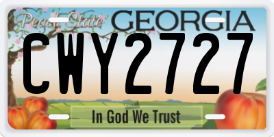 GA license plate CWY2727