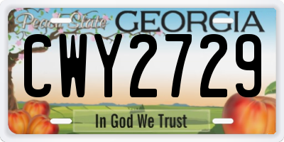 GA license plate CWY2729