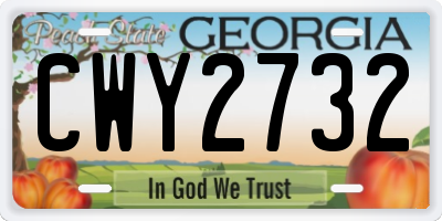GA license plate CWY2732