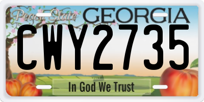 GA license plate CWY2735