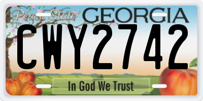 GA license plate CWY2742