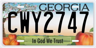 GA license plate CWY2747