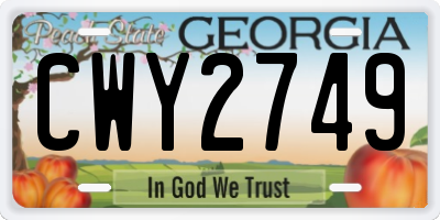 GA license plate CWY2749