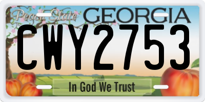 GA license plate CWY2753