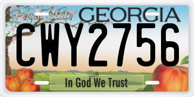 GA license plate CWY2756