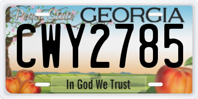 GA license plate CWY2785