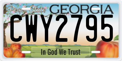 GA license plate CWY2795