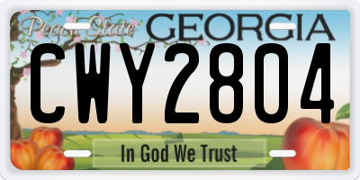 GA license plate CWY2804