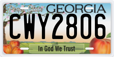 GA license plate CWY2806