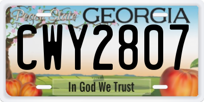 GA license plate CWY2807
