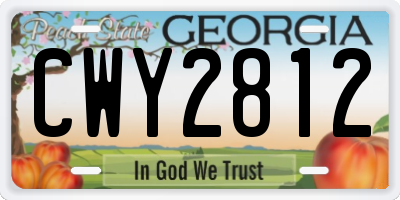 GA license plate CWY2812