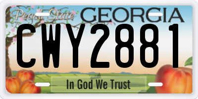 GA license plate CWY2881