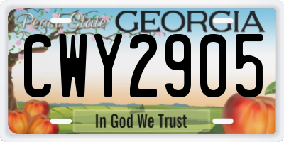 GA license plate CWY2905