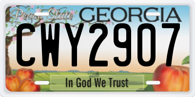 GA license plate CWY2907
