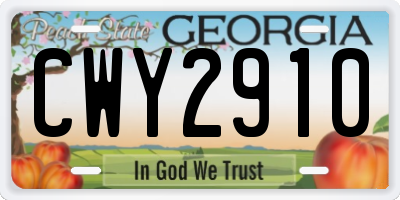 GA license plate CWY2910