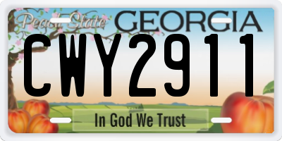 GA license plate CWY2911