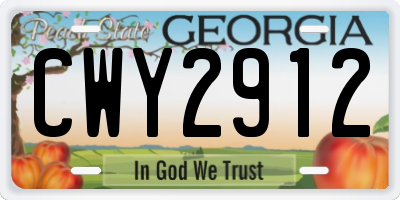 GA license plate CWY2912