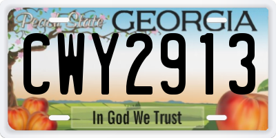 GA license plate CWY2913