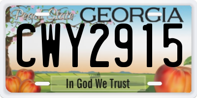GA license plate CWY2915