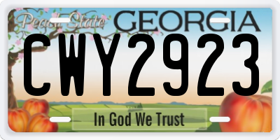 GA license plate CWY2923