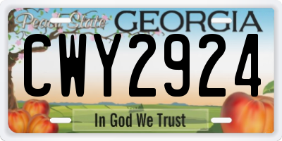 GA license plate CWY2924
