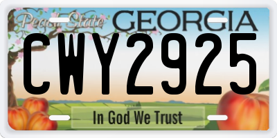 GA license plate CWY2925
