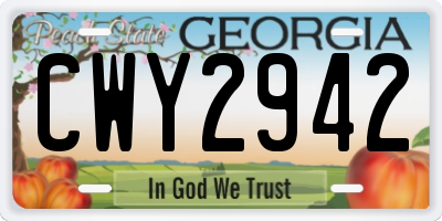 GA license plate CWY2942