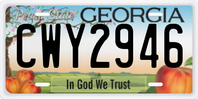 GA license plate CWY2946