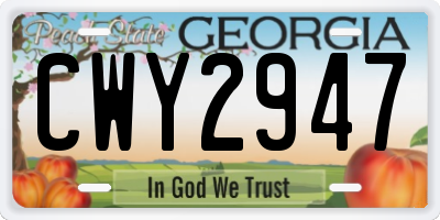 GA license plate CWY2947