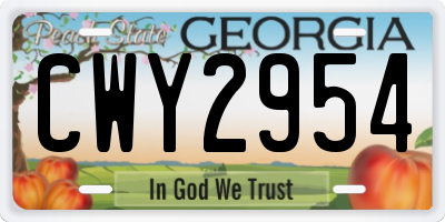 GA license plate CWY2954