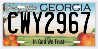 GA license plate CWY2967