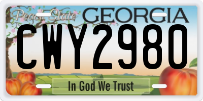 GA license plate CWY2980