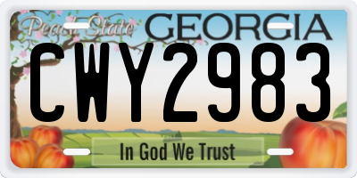 GA license plate CWY2983