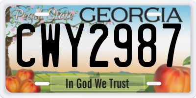 GA license plate CWY2987