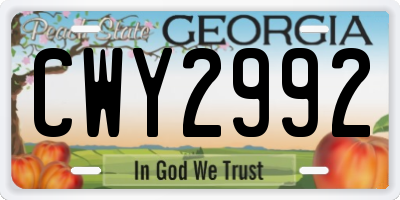 GA license plate CWY2992