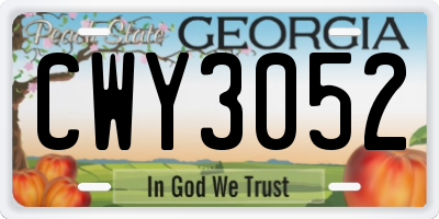 GA license plate CWY3052