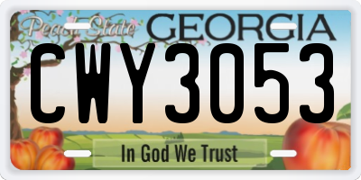 GA license plate CWY3053