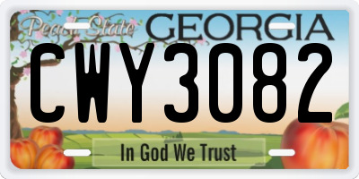 GA license plate CWY3082