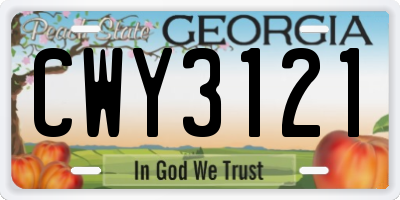 GA license plate CWY3121