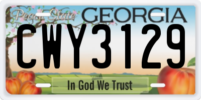 GA license plate CWY3129