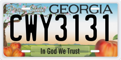 GA license plate CWY3131