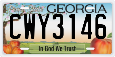 GA license plate CWY3146