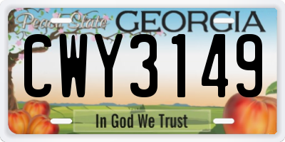 GA license plate CWY3149